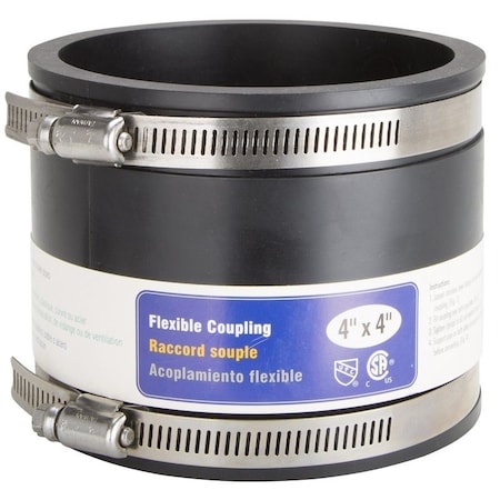 Prosource Coupling, 4 in x 4 in, PVC, Black FC56-44