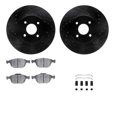 Dynamic Friction Co DFC Rotors-Drilled & Slotted-Black w/ EURO 5000 Ceramic Brake Pads Incl Hdw 8612-54006