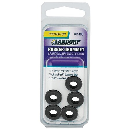 Jandorf Grommet, Rubber, Black, 5/32 in Thick Panel 61496