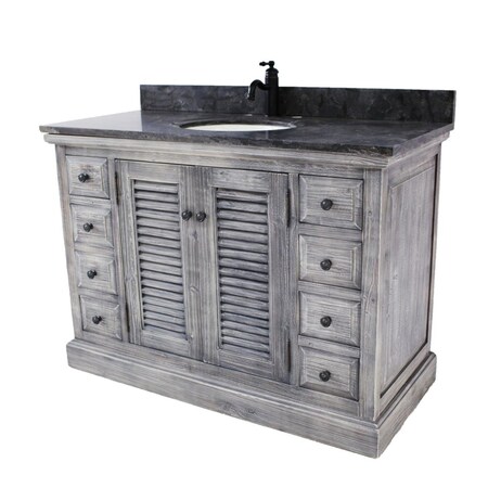 Infurniture WK1948-G plus WK top 48 in. Rustic Solid Fir Sink Vanity In Grey-No Faucet WK1948-G +WK top