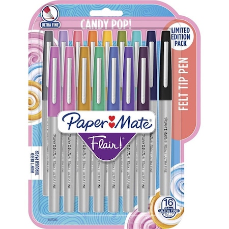 Paper Mate Papermate 2027233 Ultra Fine Point Flair Felt Tip Pens; 16 Count 2027233