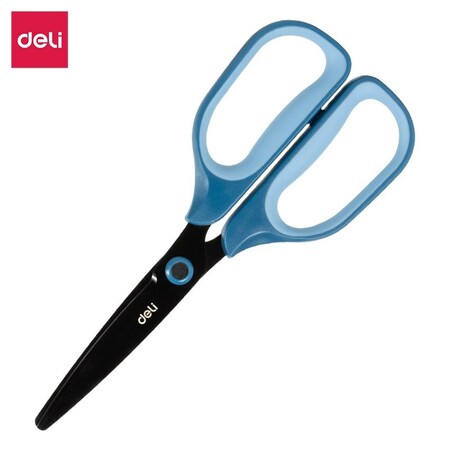 Deli Scissors, Soft-Touch Handles, Round Tip, Blue, 1/Blister, 12PK EZ507
