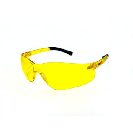 Pri Max Amber Rimless Safety Glasses, Rubber Temple Tips and Scratch Resistant SG20A