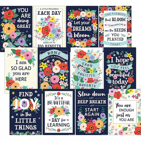 Teacher Created Resources Wildflowers Positive Sayings Small Poster Pack, 11'' x 15-3/4'', 12-Piece Set 6624