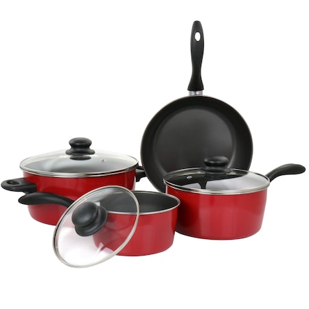 Gibson Home Armada 7 Piece Nonstick Carbon Steel Cookware Set in Red 127764.07