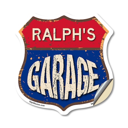 Signmission Ralph's Garage, 18 Inch X 18 Inch, Vinyl Decal SHI-D-18-383-RALPH