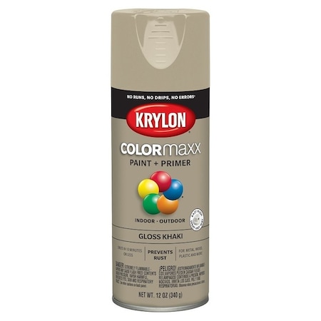 Krylon Enamel Spray Paint, Gloss, Khaki, 12 oz, Can K05526007