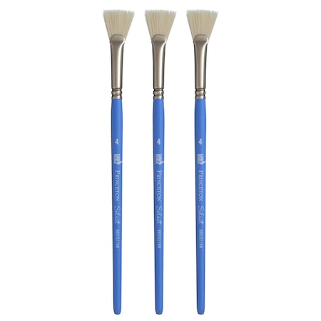 Princeton Select Artiste Bristle Fan Brush, Synthetic, Short Handle Mixed Media, Size 4, 3PK P3750BF4
