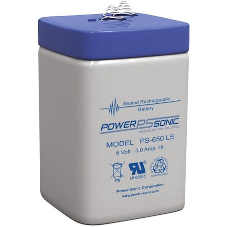 Power-Sonic Power Sonic PS-650LS (SPRING) - 6V 5Ah Rechargeable Sealed Lead Acid (SLA) Battery PS-650 LS