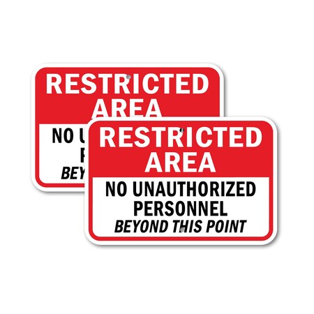 Signmission Restricted Area No Unauthorized Personnel Beyond This P, 18'' X 24'', Heavy Gauge Aluminum, 2PK A-1824-2PACK-2893