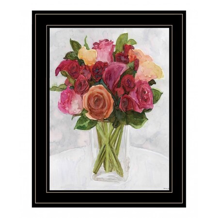 Homeroots Vases with Flowers II 2 Black Framed Print Wall Art 408153
