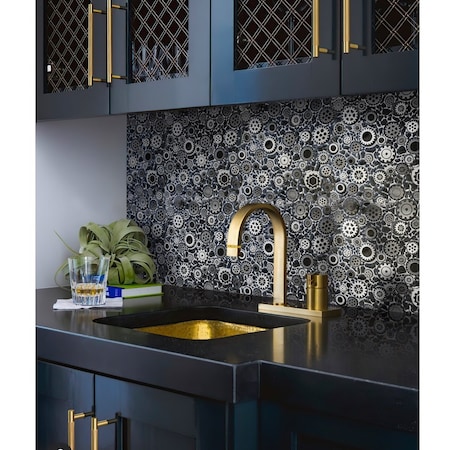 Apollo Tile Black 11.6 in x 11.6 in Glass, Resin Glossy, Textured Wall Mosaic Tile 4.67 sqft/case, 5PK APLMOK88019A