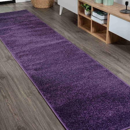 Jonathan Y Haze Solid Low-Pile Purple 2 ft. x 14 ft. Runner Rug SEU100N-214