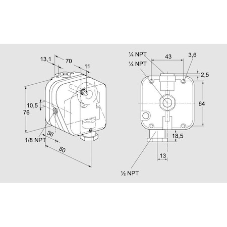 Honeywell Kromschroder Gas Pressure Switch - Adjustable, DG Series, Multiple Connections KS84447973