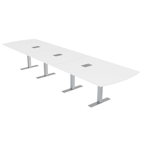 Skutchi Designs 16ft Arc Rectangle Conference Table With Power | Harmony Series | 16 Person Meeting Room Table HAR-AREC-48X192-T-W960-ESIL