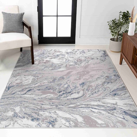 Jonathan Y Swirl Marbled Abstract Gray/Blue 3 ft. x 5 ft. Area Rug SOR203B-3