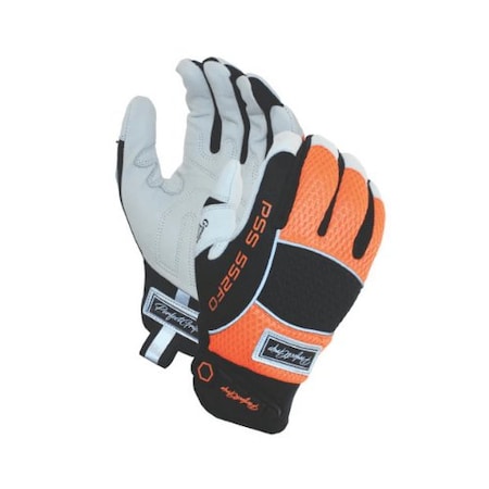 Perfect Grip Mechanic Gloves, Grain Goat Skin, Adjustable Hook and Loop Closure Cuff, Hi Vis Orange, L, 1 PR PSS552FO/L