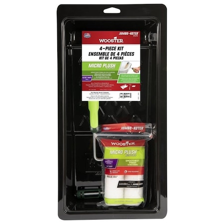 Wooster Trim Roller Kit, Smooth Surface, Microfiber, White, 4Piece RR375-4 1/2