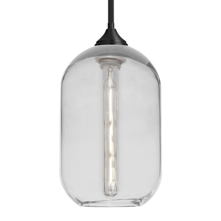Besa Lighting Besa Omega 12 Stem Pendant, Clear, Black Finish, 1x 4W MAX E26 Base 1TT-OMEGA12CL-EDIL-BK