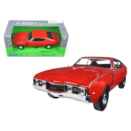 Welly 1 by 24 Scale Diecast 1968 Oldsmobile 442 Red Model Car 24024R