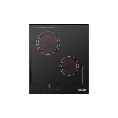 Summit 18in Wide 220V 2-Burner Radiant Cooktop CR2B228T