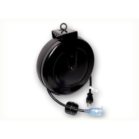 Quail Electronics 25' RETR REEL 14/3 SJTW BLK 5-15P TO 5-15RQLC W/ GREEN LED QL1000-25