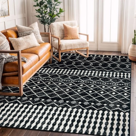 World Rug Gallery Bohemian Trellis Area Rug 5 ft x 7 ft Black WR96BLACK5X7