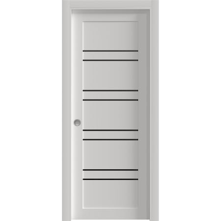 Sartodoors Sliding Pocket Door 30 x 80 inches, BASIC 4901 White with Black Glass, Kit Rail Hardware, Solid W BASIC4901PD-WS-30