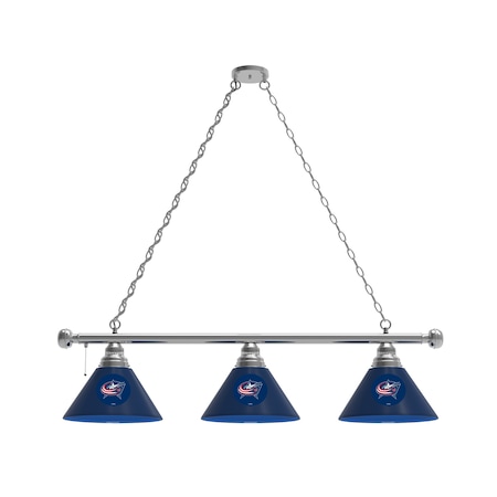Holland Bar Stool Co Columbus Blue Jackets 3 Shade Billiard Light, Chrome Fixture BL3CHColBlu