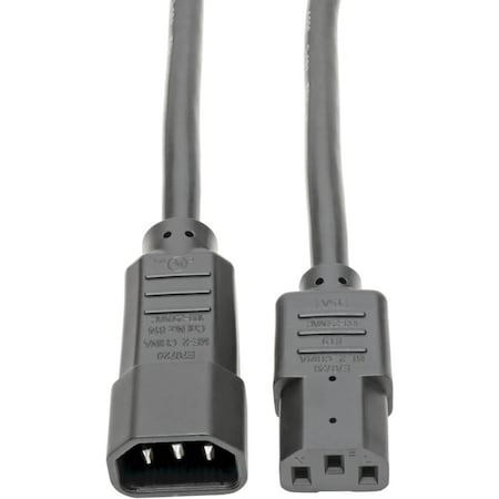 Eaton Tripp Lite Series Heavy-Duty PDU Power Cord, C13 to C14 - 15A, 250V, 14 AWG, 3 ft. 0.91 m, Black P005-003