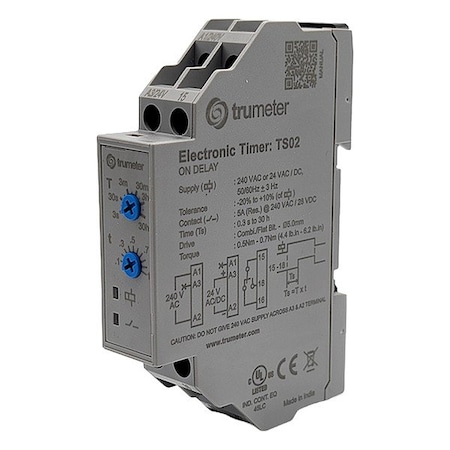 Trumeter Time Delay Relay, 240V AC; 24V AC/DC TS02