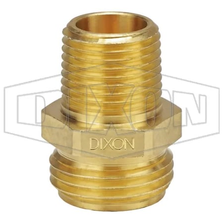 Dixon Garden Hose Adapter, 3/4-11-1/2 x 1/2-14, Male Garden Hose Thread x MNPT, 34 to 195DegF 5081208CLF
