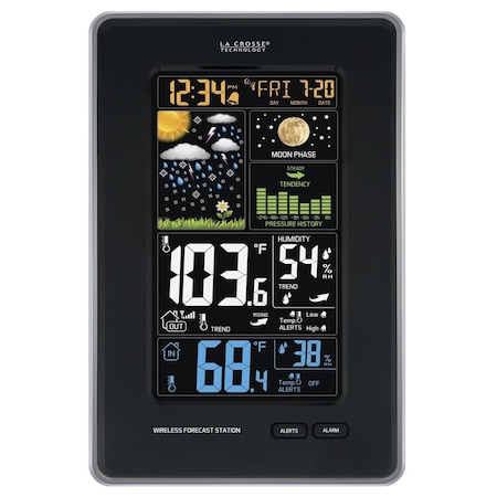 La Crosse Technology Digital Vertical Wireless Weather Station with Pressure, Black 308-1425B