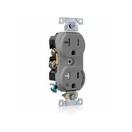 Leviton Duplex Receptacle Outlet, 20A, Gray, 125V TBR20-S1G