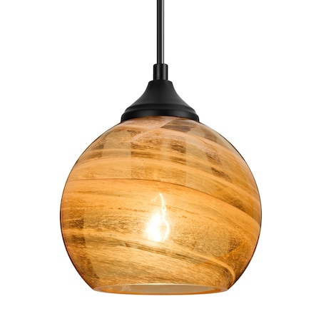 Besa Lighting Besa Jilly Outdoor Pendant, Vapor Amber, Black Finish, 1x 5W LED Filament OP-JILLYAM-EDIL-BK