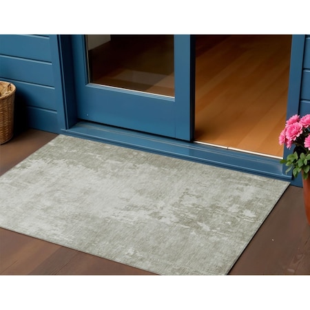 Homeroots 3' X 5' Linen Abstract Washable Indoor Outdoor Area Rug 608238