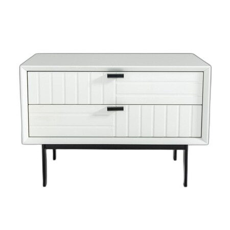 Homeroots 16" White and Black Two Drawer Faux Wood Nightstand 473018