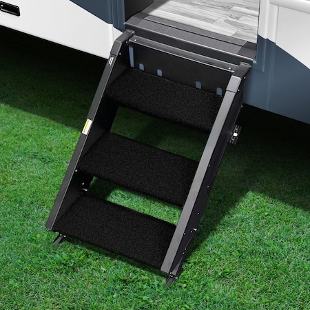 Presto Fit STEPS AND STEP RUGS RV Fits MORryde StepAbove 3 Step; 17-1/2 Inch Width; Obsidian Black; 3 Piece 2-0242