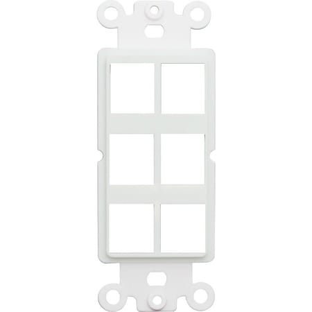 Cable Wholesale 6 Hole Keystone Jack for Decora Wall Plate Insert - White 302-6D-W