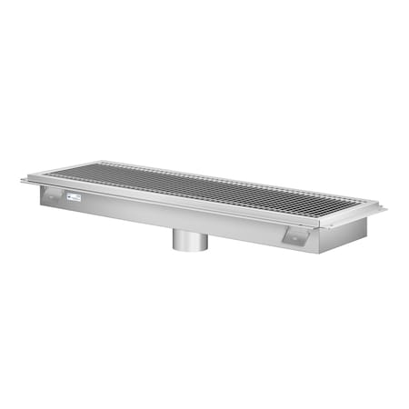Koolmore 12''x42'' Floor Trough Drain, 14ga W/ Subway-Style Grating & Removable Drain Basket, NSF Listed, SS KM-FTG-1242