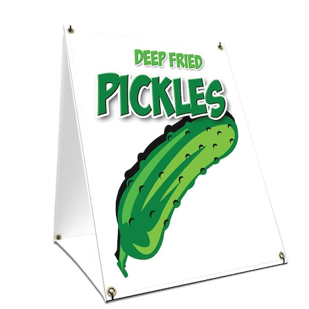 Signmission Fried Pickles, 36 Inch x 24 Inch A-frame Yard Sign, Plastic Sign SBC-2436-Fried Pickles