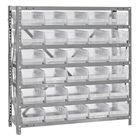 Quantum Storage Systems 18X39 SHELF UNIT W/30 BINS CLEAR 1839-104CL