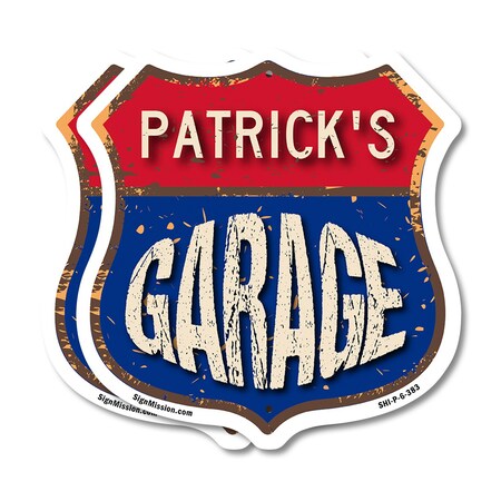 Signmission Patrick's Garage, 6 inch X 6 inch, Plastic Sign, 2PK SHI-P-2PACK-6-383-PATRICK