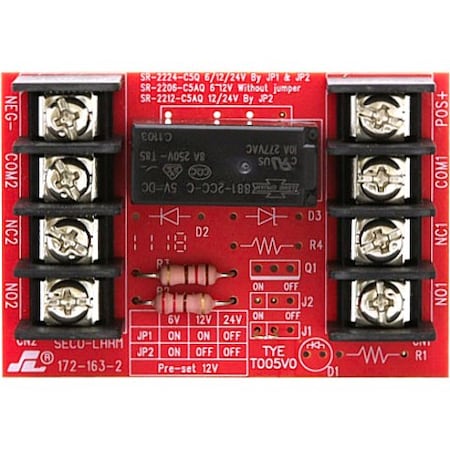 Seco-Larm Heavy Duty Relay Board 12/24VDC DPDT SR-2212-C5AQ