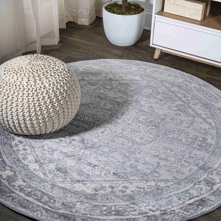 Jonathan Y Modern Persian Vintage Medallion Light Gray/Ivory 6 ft Round Area Rug MDP106C-6R