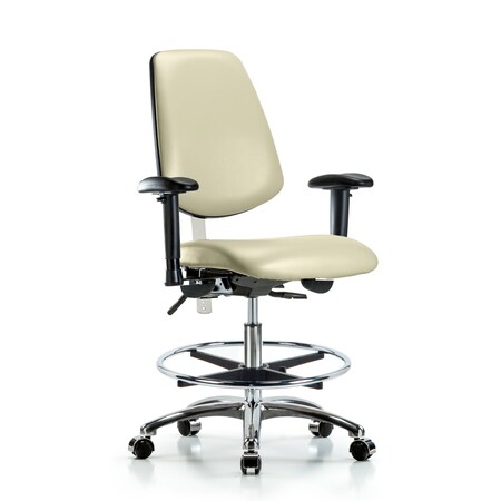 Blue Ridge Ergonomics Clean Room Chair Vin Med Ben Chair, Med, Bk, Wht, CL100, Adjustable Arms, 22" to 29" Height, Vinyl BR-NCR-VMBCH-MB-CR-T0-A1-CF-CC-8501