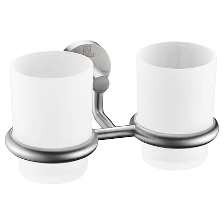 Anzzi Caster Series 7.36 in. Double Toothbrush Holder in Brushed Nickel AC-AZ002BN