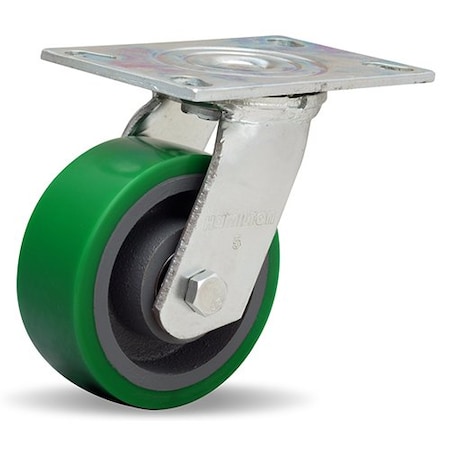 Hamilton General Service Swivel Caster, 5" x 2" Duralast Polyurethane (95A) on Cast Iron Wheels S-GS-5DB