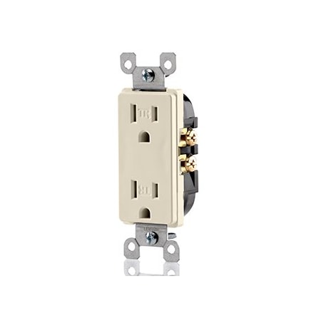 Leviton Duplex Decora Receptacle, 15 Amp, 125 Volt T5325-T
