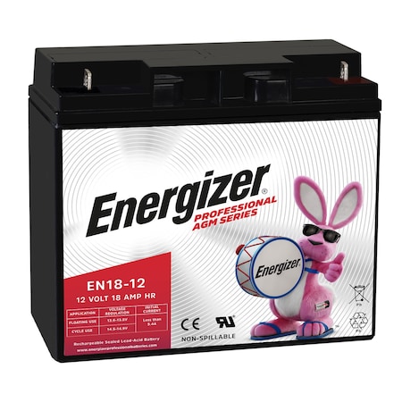 Energizer EN18-12, 12 Volt 18 Amp Hr, Long Lasting Sealed Lead Acid AGM Rechargeable Battery EN4098465